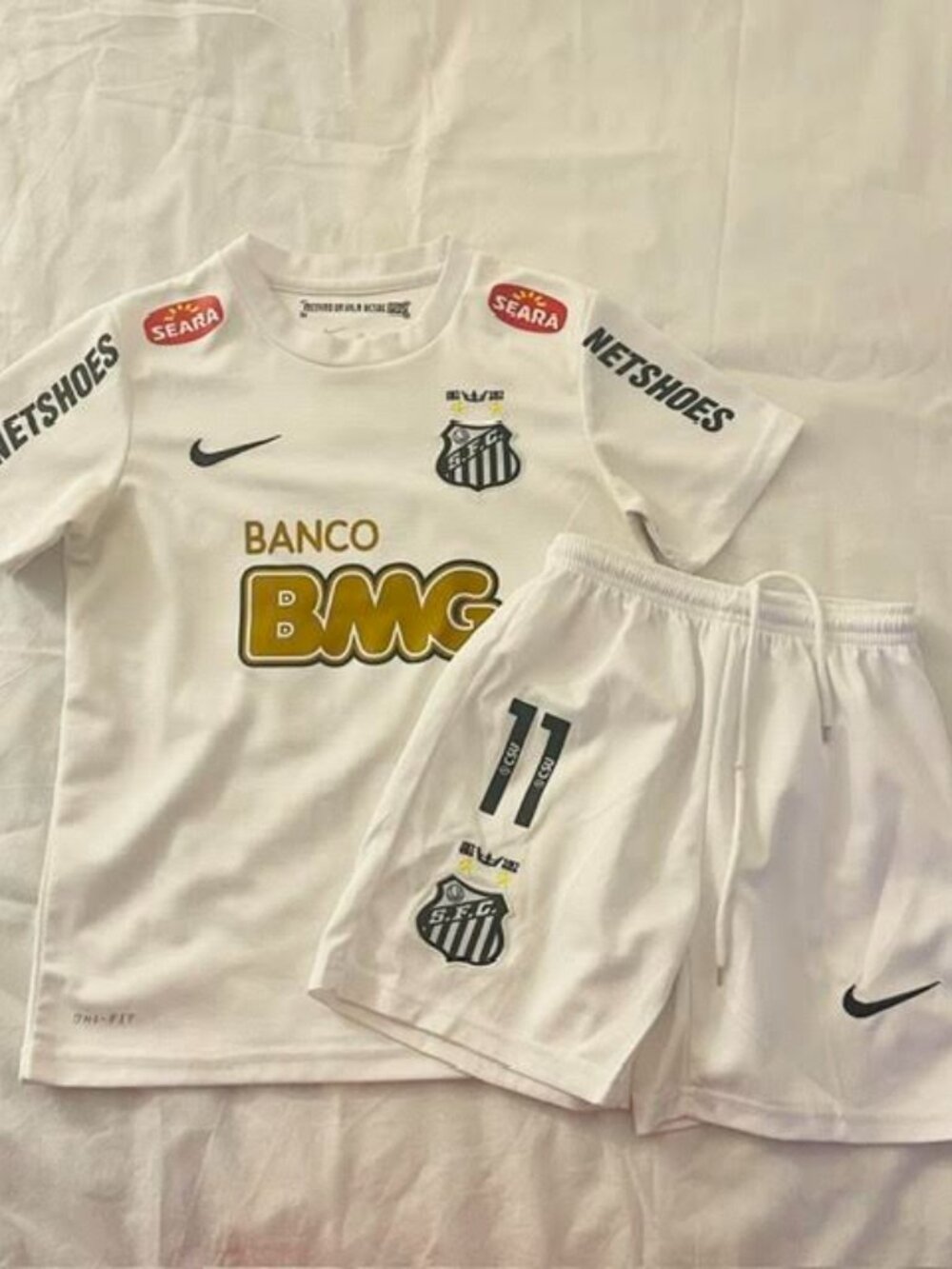 Nike Santos FC Neymar Jr #11 Youth Soccer Kit Jersey Shorts 2012 Size 24
